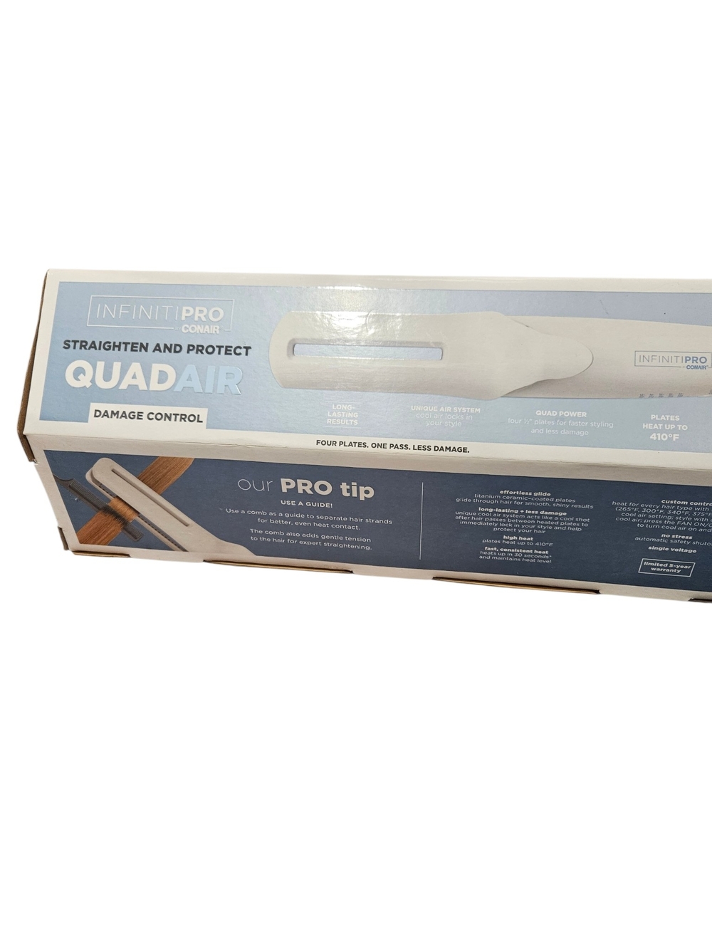 InfinitiPRO by Conair QuadAir White Hair Straightener - Damage Control